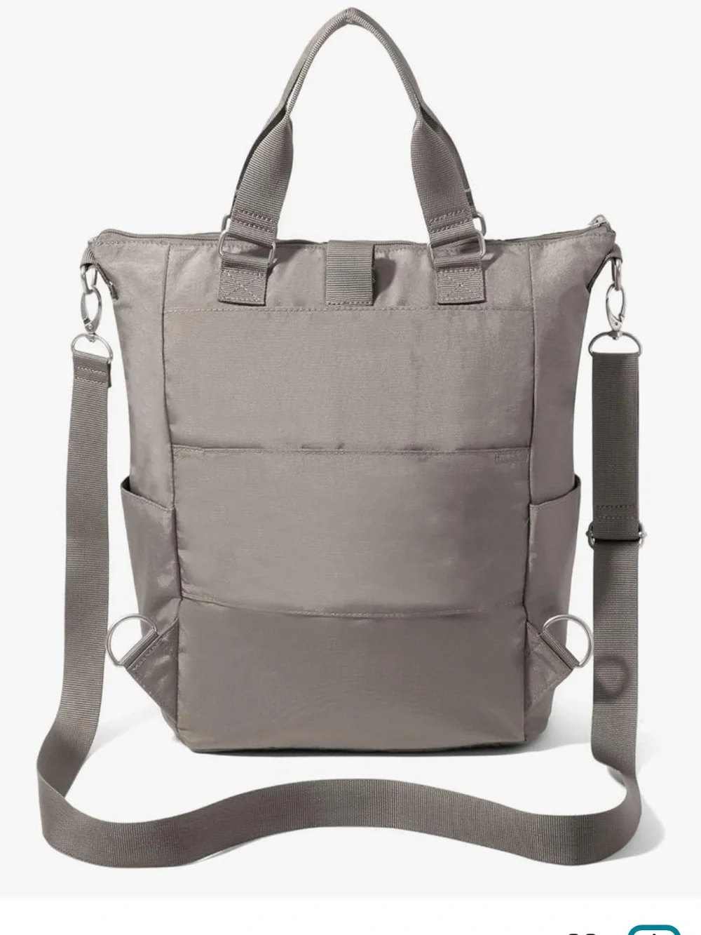 NWT Baggallini All Set 3 in 1 convertible crossbody tote backpack in silver gray - Picture 7 of 13